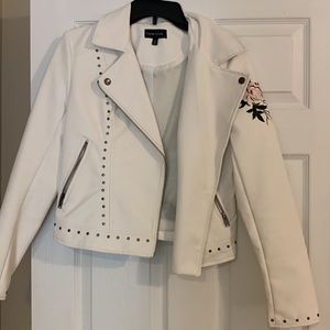 White beaded bomer jacket